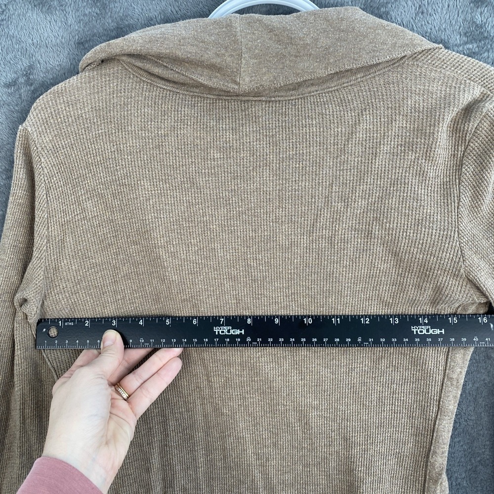 Vintage Brown Old Navy Women's Medium Waffle Knit cowl Neck Fitted Y2K
